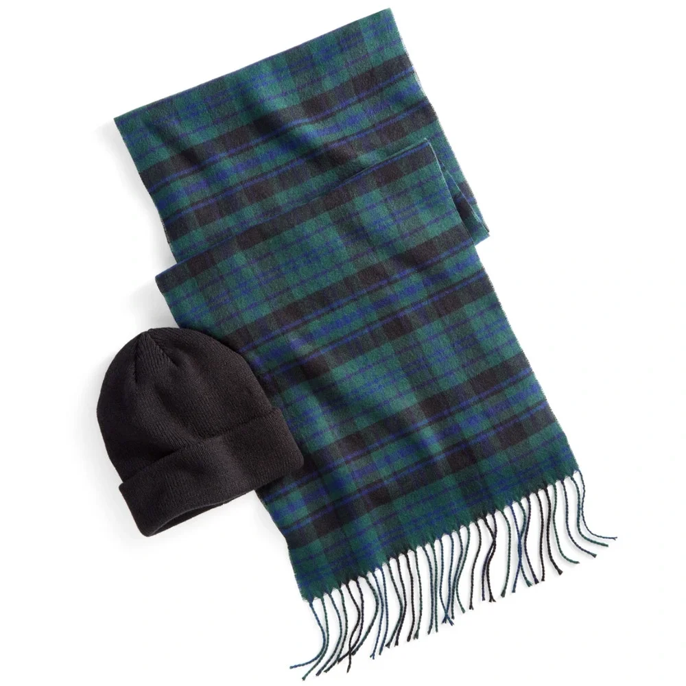 Club Room Men Beanie & Scarf Set Navy Multi One Size